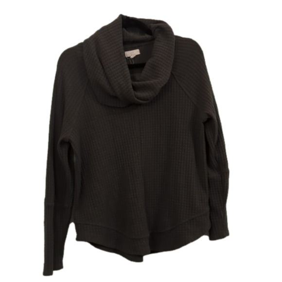 Cupio Tops - Cowl neck waffle knit shirt